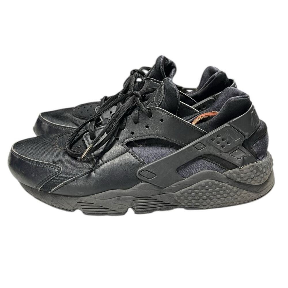 Womens Nike Air Huarache 634835-012 Leather Athletic Sneaker SZ 10 Black Trainer